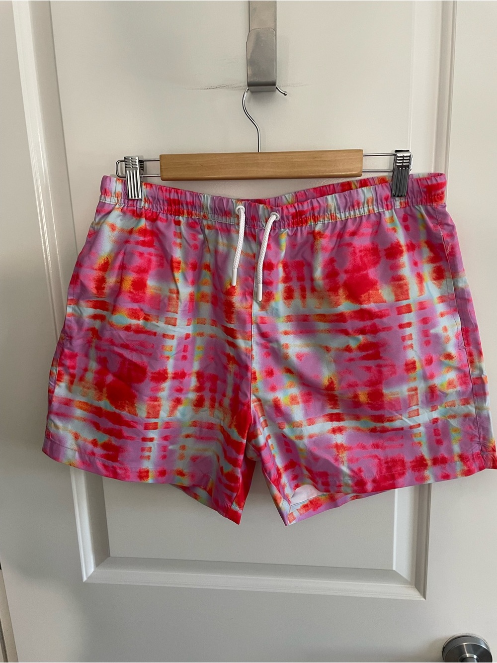 Collusion Men's Pink Tie-Dye Swim Trunks